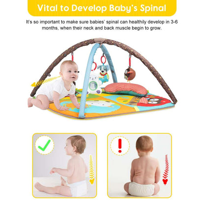 Baby Play Mat Zoo Theme Sensory Infant Toys Keep Baby Occupied Toddler Activity Gym Develop Neck Strength Play Gym For Babies 0-6 Months Washable Baby Gyms  Playmats