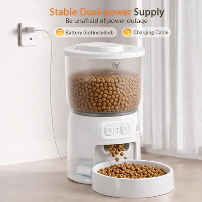Wi-Fi Automatic Cat Feeder, Timed Dry Food Dispenser, App-Programmable Portion Control, Up To 10 Meals Per Day, Dual Power Supply, Suitable For Cats And Small Dogs