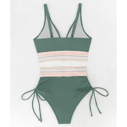 Women's High Waisted Bikini Sets Two Piece Tummy Control Swimsuit Color Block Bathing Suits