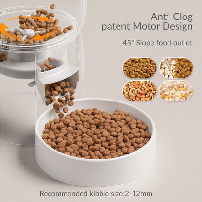 Wi-Fi Automatic Cat Feeder, Timed Dry Food Dispenser, App-Programmable Portion Control, Up To 10 Meals Per Day, Dual Power Supply, Suitable For Cats And Small Dogs