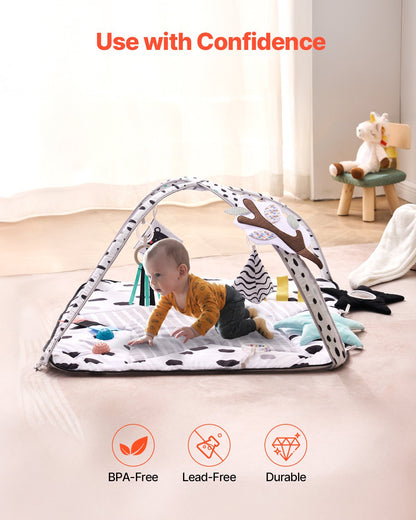 Baby Play Gym Mat Tummy Time Activity Mat With 6 Sensory Toys