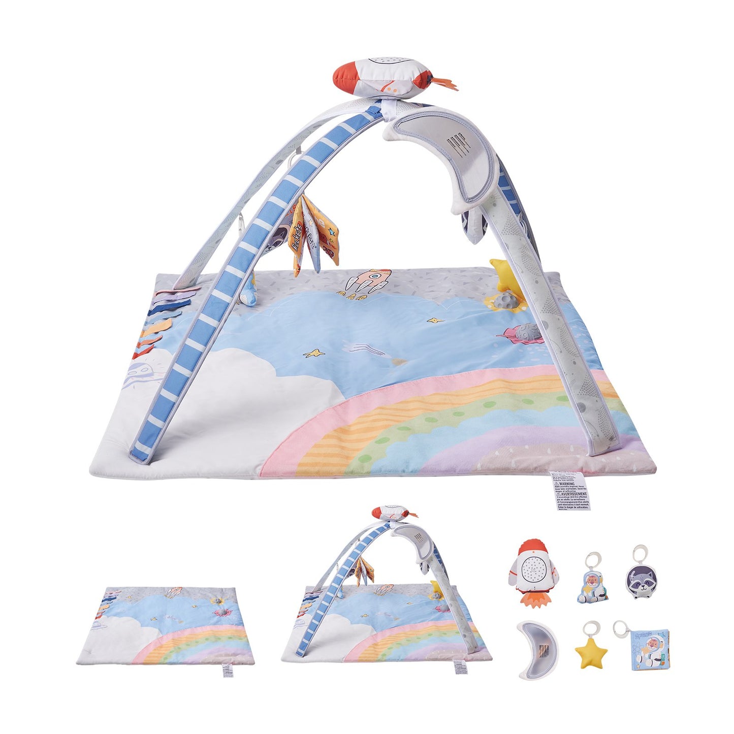 Baby Play Gym Mat Tummy Time Activity Mat With 6 Sensory Toys