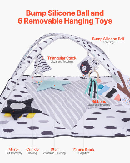 Baby Play Gym Mat Tummy Time Activity Mat With 6 Sensory Toys