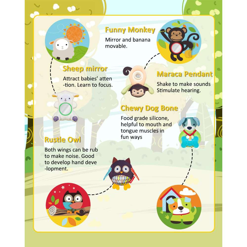 Baby Play Mat Zoo Theme Sensory Infant Toys Keep Baby Occupied Toddler Activity Gym Develop Neck Strength Play Gym For Babies 0-6 Months Washable Baby Gyms  Playmats